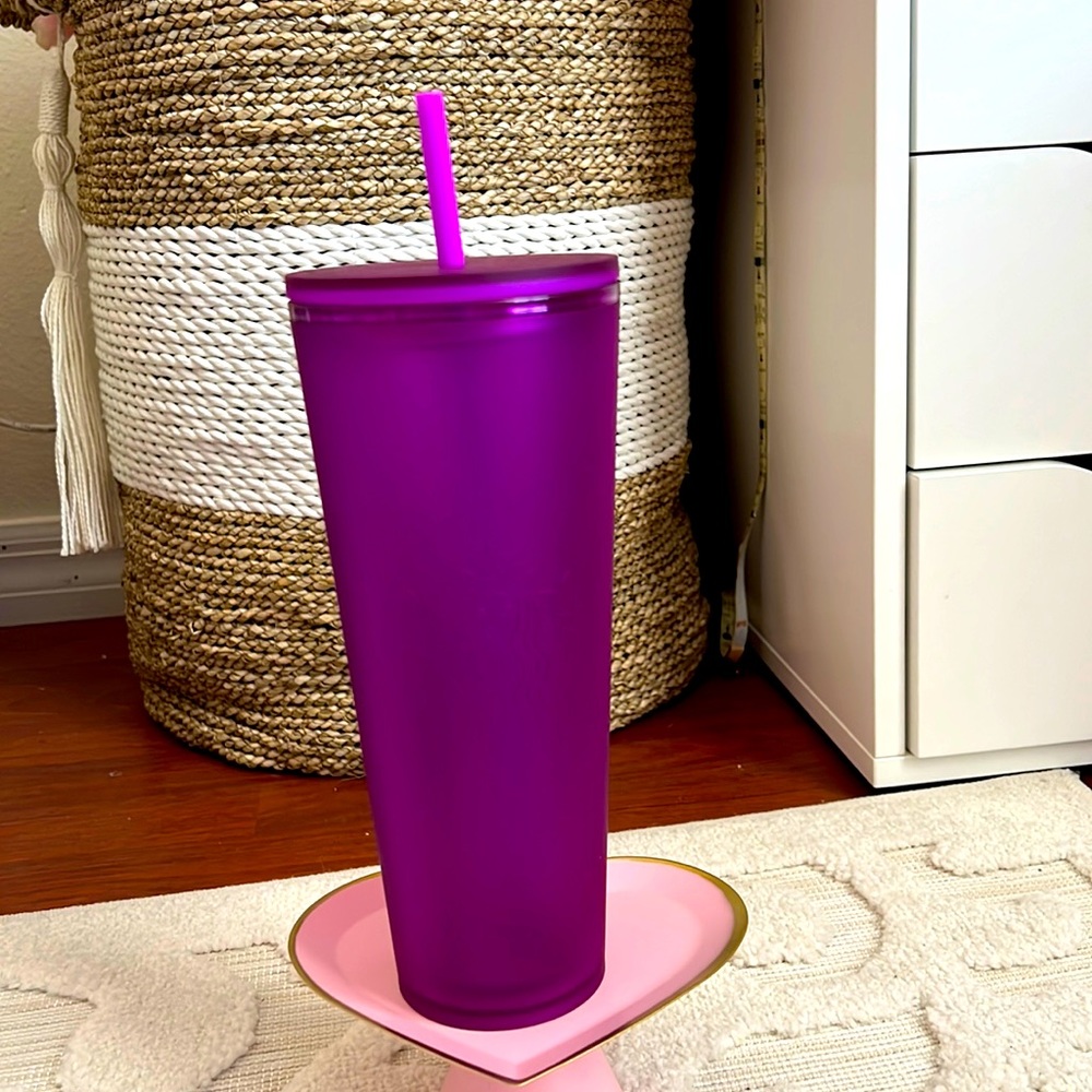 Starbucks soft touch purple tumbler.
